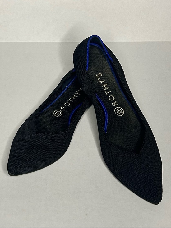 Rothy's Shoes - Rothy's Size 10 Black The Point II Knit Ballet Flats with Blue Trim